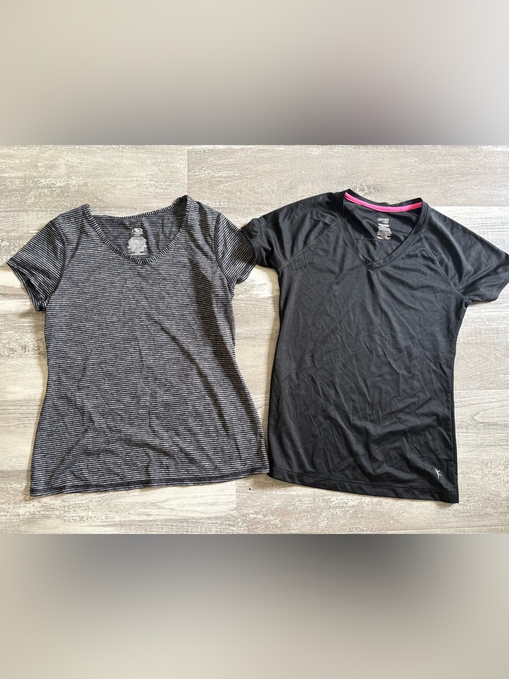 Danskin Now Black and striped Active V-Neck Tee bundle